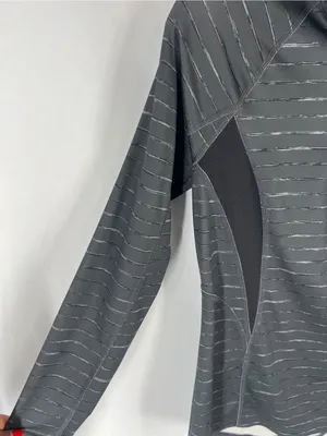 Tek Gear DryTek Gray‎ Striped Quarter Zip Running Top Size M thumbnail 3