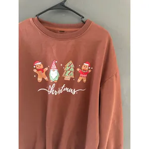 Christmas Graphic Sweatshirt Rust Gingerbread Gnome Holiday Pullover Womens L thumbnail 2