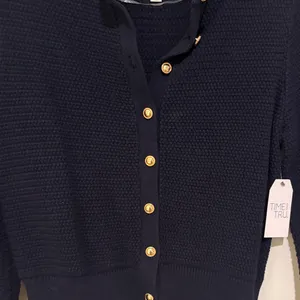 Time and Tru Navy Cardigan with Gold Buttons thumbnail 2