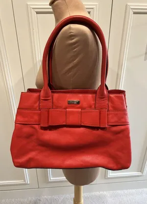 Kate Spade Elena‎ Villabella Orange Red Shoulder Bag Leather Handbag Bow Satchel thumbnail 1