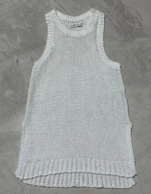 VTG Abercrombie Fitch Cream Knit Sleeveless Mock Neck Sleeveless Sweater Tank XS thumbnail 1