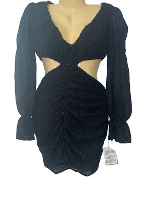 ASOS Black Sparkle Cutout Ruched Mini Dress thumbnail 1