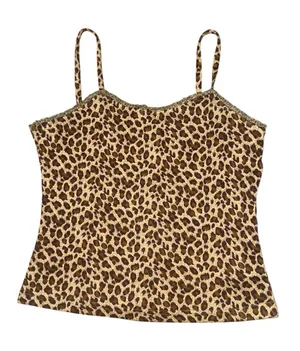 Mouth Valley Leopard Print Cami Tank Top Lace Trim Y2K Japanese women’s size S thumbnail 1