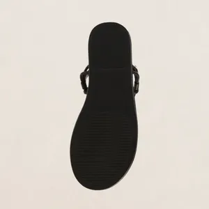 Universal Thread Black Strappy‎ Flat Sandals Gold Bead Detail Ankle Strap 7.5 thumbnail 5