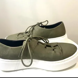Eileen Fisher Prescot Platform Sneakers Olive Nubuck Leather Women 6.5 thumbnail 4