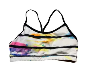 🌈 Lululemon Strappy‎ Sports Bra Size 6 Watercolor Stripe Yoga Workout Bra 🌈 thumbnail 1