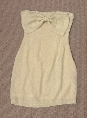Yellow mini no shoulder dress thumbnail 1