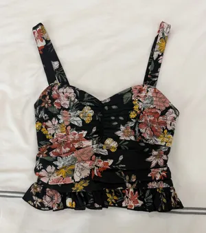 Floral Tank Top Black thumbnail 1
