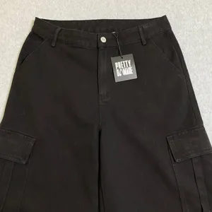 Pretty‎ Damage Cargo Pants Women's Medium Black Wide Leg Grommet Goth Grunge NWT thumbnail 3
