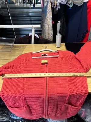 Sonoma Life + Style NWT Coral Open Knit Zip Cardigan Sweater L thumbnail 10