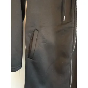 Womens Black Scuba Fleece Lined Longline Zip Up Hooded‎ Jacket Tulip Hem Size L thumbnail 4
