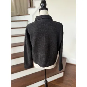 J.Crew Dark Charcoal Wool Blend Fleece Lined Button Down Lady Cardigan thumbnail 3