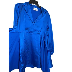 Hello Molly Love New Love Blue Satin Long Sleeve Tie‎ Front Mini Dress XS US 2 thumbnail 12