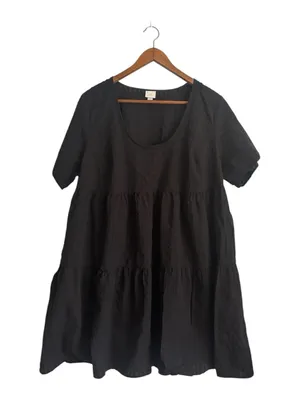 A New Day Women's Black Short Sleeve Tiered Casual Babydoll Dress thumbnail 3