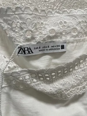 Zara White Eyelet Lace Crop Top with Scalloped Straps thumbnail 2