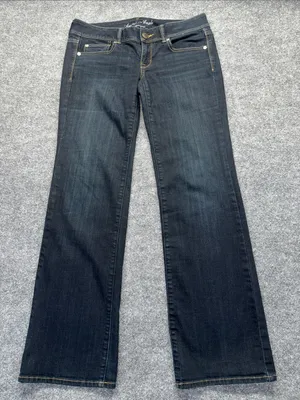 American Eagle Outfitters Low-Rise Slim Boot Cut Dark Blue Super Stretch Jeans thumbnail 1