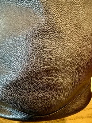 Vintage Longchamp Paris Black Pebbled Leather Drawstring Bucket Shoulder Bag thumbnail 3