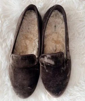 Birdies The Starling Velvet Faux Fur Lined Loafers Size 7.5 thumbnail 1