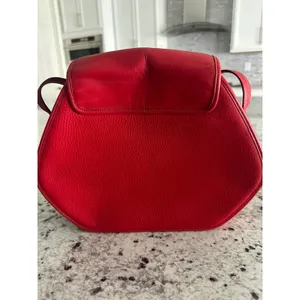 Vintage Burberrys Red Leather Shoulder Bag Crossbody Embossed Logo Crest Rare thumbnail 12