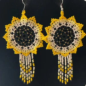 Sunflower Beaded Earrings Yellow thumbnail 2