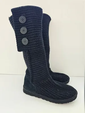 UGG Australia Lattice Cardy Knit Boots Black Size 8 thumbnail 1