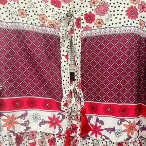 Gypsy Blu Boho Mixed Print Tassels Puff Sleeve Floral Midi Dress Size 3X NEW thumbnail 9