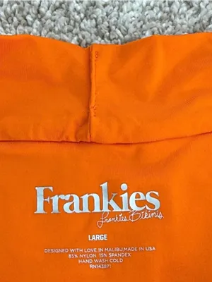 Frankie’s Bikinis Orange Ribbed Cutout Bikini Set thumbnail 2