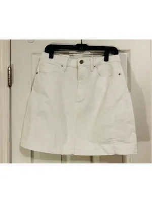 Banana Republic White Denim Mini Skirt Size 10 thumbnail 2
