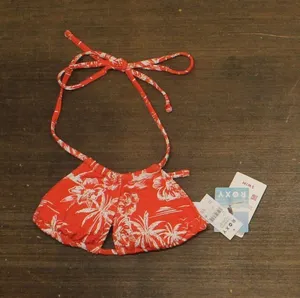 NWT Roxy Womens Double Strap Bikini Swim Top 434002092-RDR-S Red Orange Palm S thumbnail 1