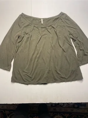 Old Navy Olive Green Swing Top Pleating Detail Scoop Neck 3/4 Sleeve Women Sz M thumbnail 2