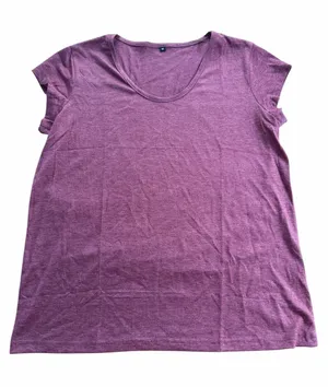 Women's Mauve Heather Scoop Neck Short Sleeve T-Shirt Poly Rayon Blend Size M thumbnail 1