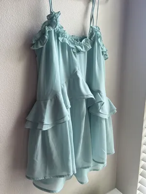Boutique Mint Blue Ruffle Romper thumbnail 5