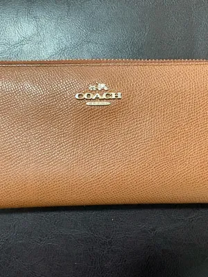 Coach 52333‎ Accordion Zip Wallet Brown Crossgrain Leather Zip Around Wallet thumbnail 3