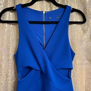 Express Royal Blue Zip Back Side Cutout Cocktail‎ Party Mini Dress Small thumbnail 3