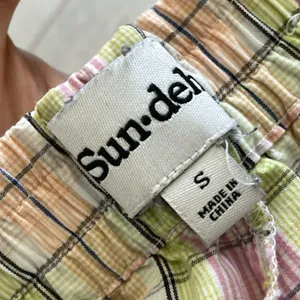 Sunday Best Shorts aritzia cotton plaid pull on womens Green Pink (small) lounge thumbnail 2