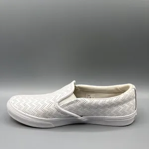 Vans Perforated Leather Shoe Women Size 6.5 White Chevron Asher Slip on Sneakers thumbnail 7