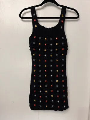 RIHOAS Black Sleeveless Star Sweater Viscose Pop Mini Dress Women’s Sz S EUC thumbnail 5