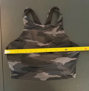 Athleta High-Neck Racerback Cropped Sports Bra Camo Print Medium‎ thumbnail 4
