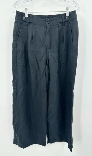 Madewell Women's Black Linen Blend Wide Leg Pleated Trouser Pants Size 6P thumbnail 1