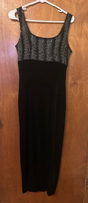 Vintage Scala 100% Silk‎ Formal Gown With Velvet and Sequins Size Medium thumbnail 1