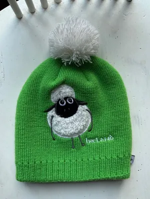 Traditional Craftwear Green Wool Beanie Hat with Sheep Pom Pom thumbnail 1