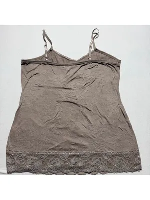 Brown Lace Trim Camisole Tank Top thumbnail 3