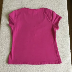 New York & Company Y2K Center Ruched Cinched Pink V-neck Top - Sz Medium thumbnail 3