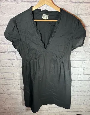 Converse solid black casual dress vneck women’s size large‎ thumbnail 1