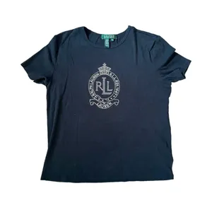 Lauren Ralph Lauren Womens Size Medium Black Bling Rhinestone Crest Logo thumbnail 1