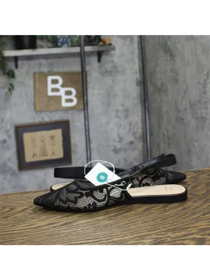 A New Day Womens London Lace Sling Back Bow Flats 94303527 Black 9M thumbnail 7