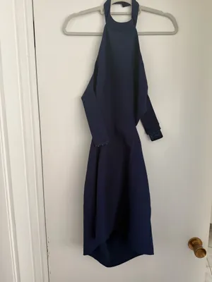 Revolve Dress Navy Short halter neck thumbnail 6