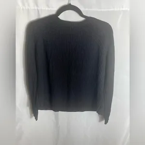 Ambiance Black Knit Sweater Women’s Small Lace-Up Shoulder Long Sleeve Pullover thumbnail 2