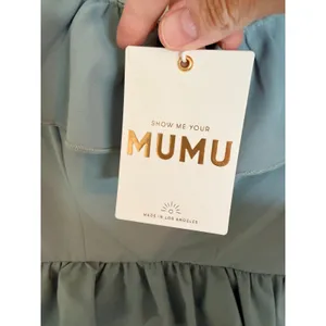 Show Me Your Mumu Greta Dress Women XS Sage-Blue Ruffle Tiered‎ Maxi Slit thumbnail 4