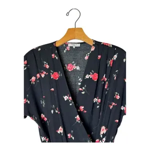 FRNCH Paris Dress Women Small Black Red Floral‎ Print Fit And Flare Mini Boho thumbnail 5